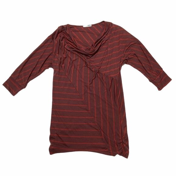 MAI Tai Red Striped Cowl Neck 3/4 Sleeve Top Small - Picture 5 of 9